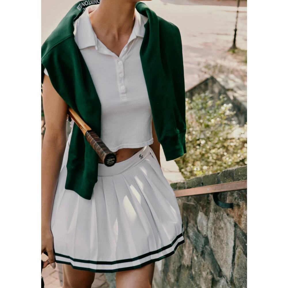 Recreational Habits Natasha Pleated Tennis Skirt White Green Large